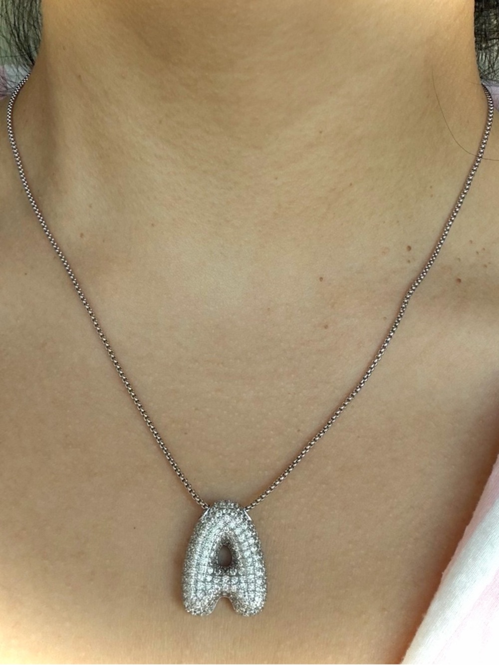 PAVOI 14K Gold Plated Cubic Zirconia Bubble Letter Initial Necklaces for Women